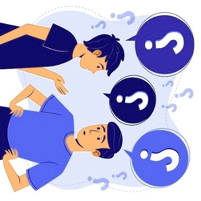 Dos homes fent preguntes